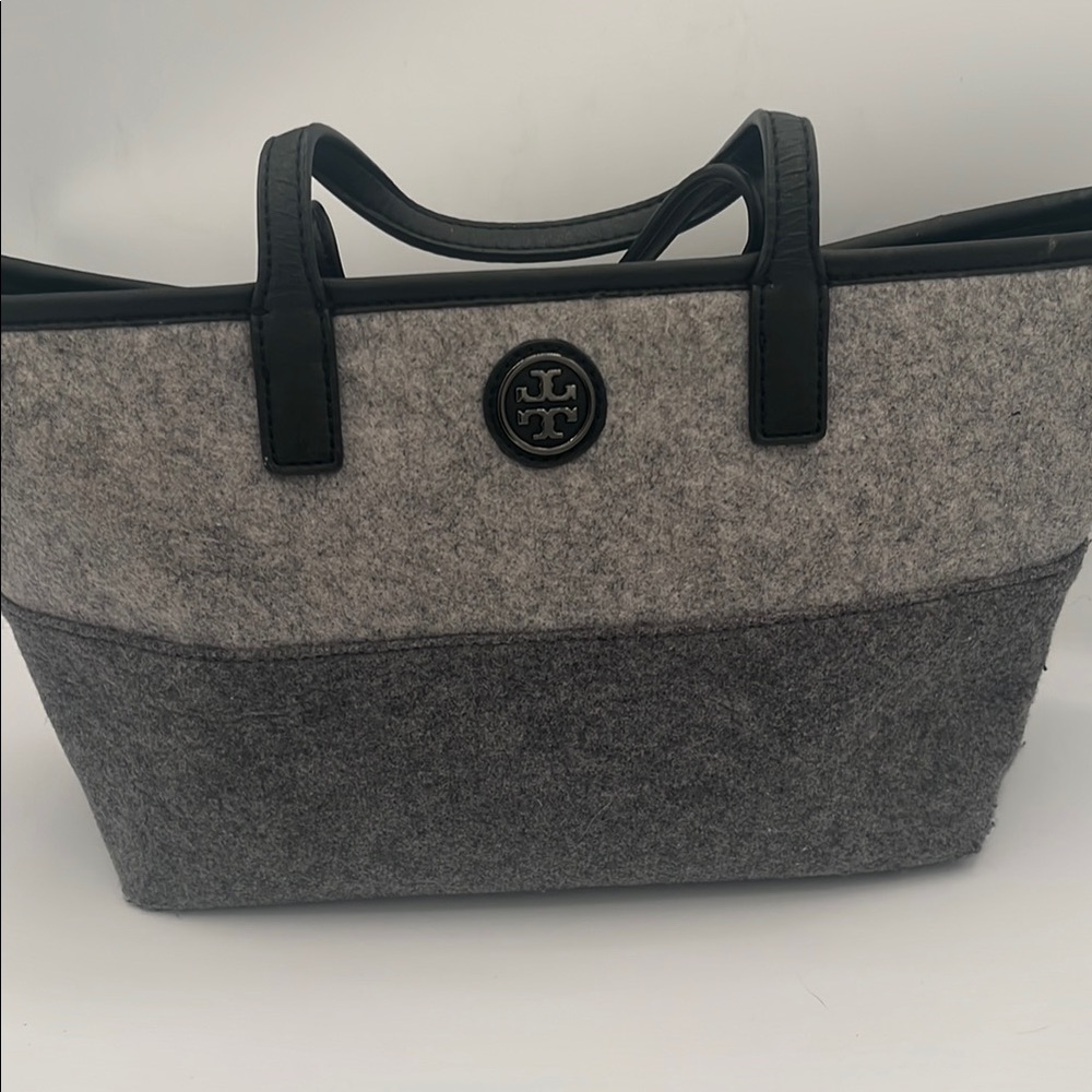 Tory Burch Gray and Black Felt Tote